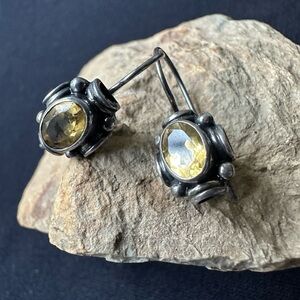 Elegant Silver and Citrine Gemstone Earrings